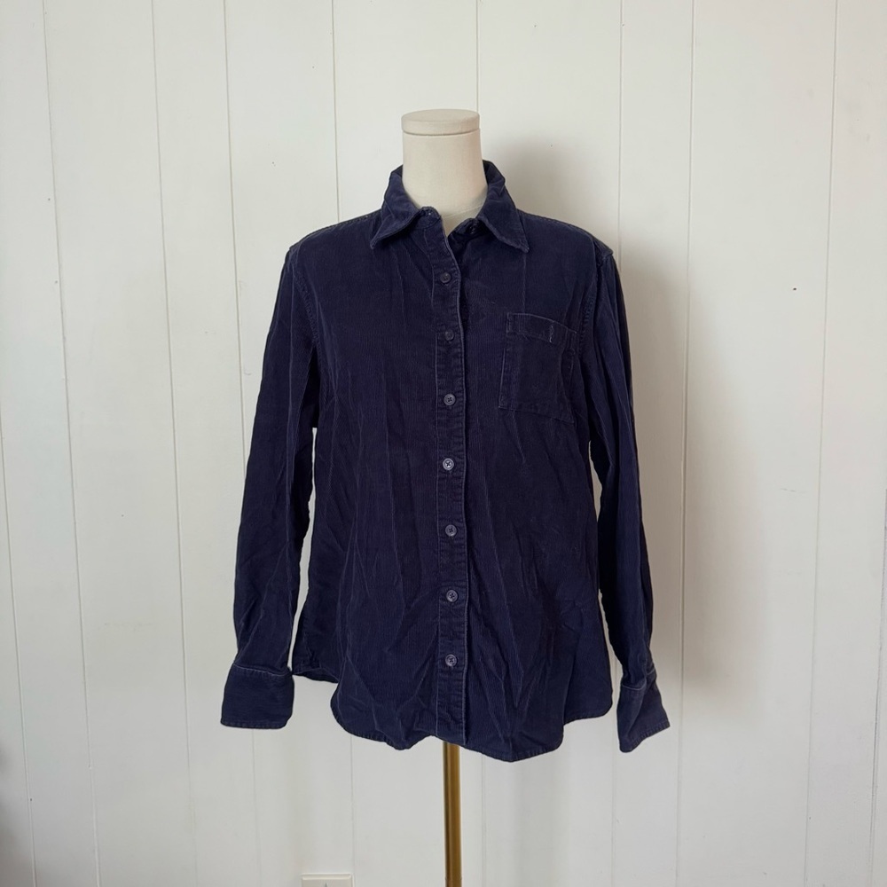 Vintage Basic Editions Blue Corduroy Button Down Shirt